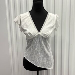 White Lace Asymmetrical Top